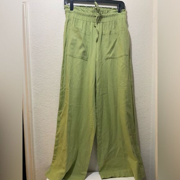 Seven For All Mankind Drawstring Pull-On Utility  Cargo Pants Green Small linen - Picture 1 of 8
